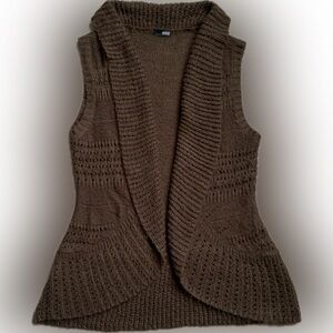 ANA brown Sleeveless brown sweater cardigan, acrylic | large